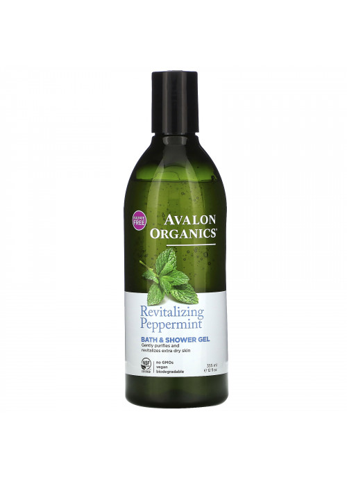 Avalon Organics, Bath & Shower Gel, Revitalizing Peppermint, 12 fl oz (355 ml)