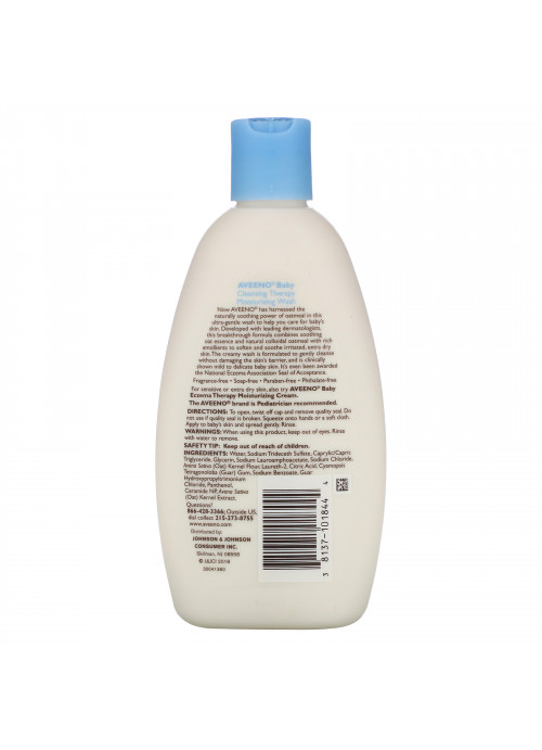 Aveeno, Baby, Cleansing Therapy Moisturizing Wash, Fragrance Free, 8 fl oz (236 ml)