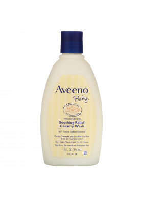 Aveeno, Baby, Soothing Relief Creamy Wash, Fragrance Free, 12 fl oz (354 ml)