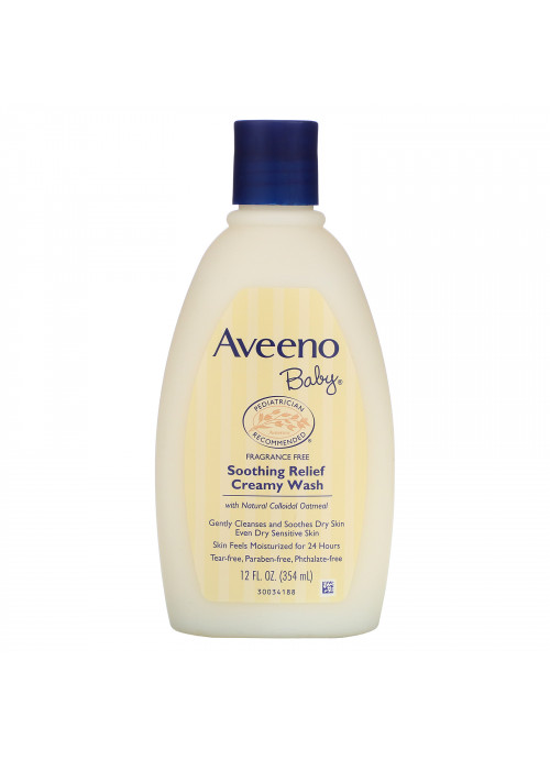 Aveeno, Baby, Soothing Relief Creamy Wash, Fragrance Free, 12 fl oz (354 ml)