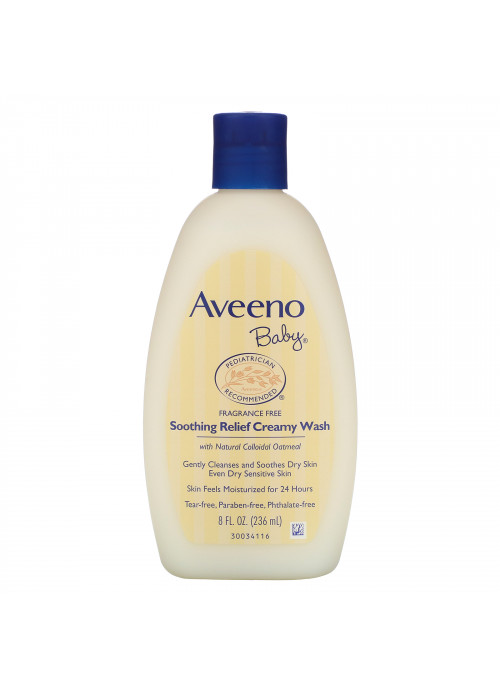 Aveeno, Baby, Soothing Relief Creamy Wash, Fragrance Free, 8 fl oz (236 ml)