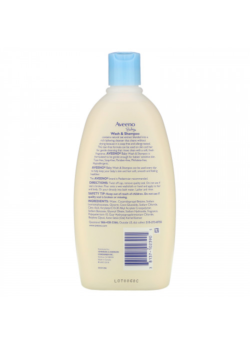 Aveeno, Baby, Wash & Shampoo, Lightly Scented, 18 fl oz (532 ml)