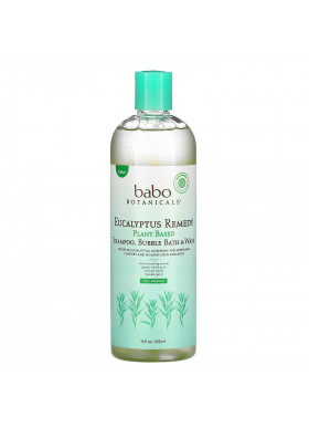 Babo Botanicals, Plant Based 3-In-1 Shampoo, Bubble Bath & Wash, Eucalyptus Remedy, 15 fl oz (450 ml)