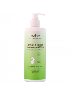 Babo Botanicals, Swim & Sport Shampoo & Wash, Soothing Cucumber & Aloe Vera, 16 fl oz (473 ml)