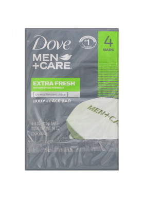 Dove, Men+Care, Body + Face Bar, Extra Fresh, 4 Bars, 4 oz (113 g) Each