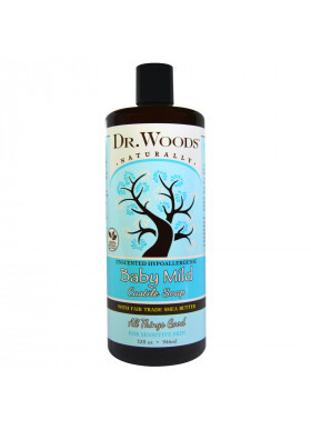 Dr. Woods, Baby Mild, Castile Soap with Fair Trade Shea Butter, Unscented, 32 fl oz (946 ml)