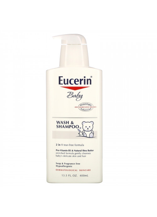 Eucerin, Baby, Wash & Shampoo, Fragrance Free, 13.5 fl oz (400 ml)