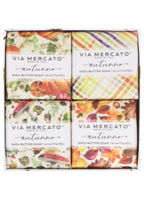 European Soaps, Via Mercato, Autumno, Shea Butter Soaps Set, 4 Soaps, 50 g Each