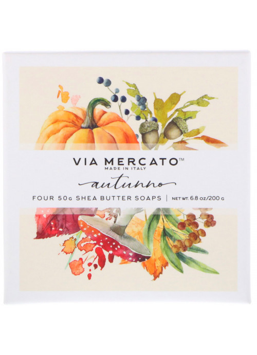 European Soaps, Via Mercato, Natale, Shea Butter Soaps Set, 4 Soaps, 50 g Each