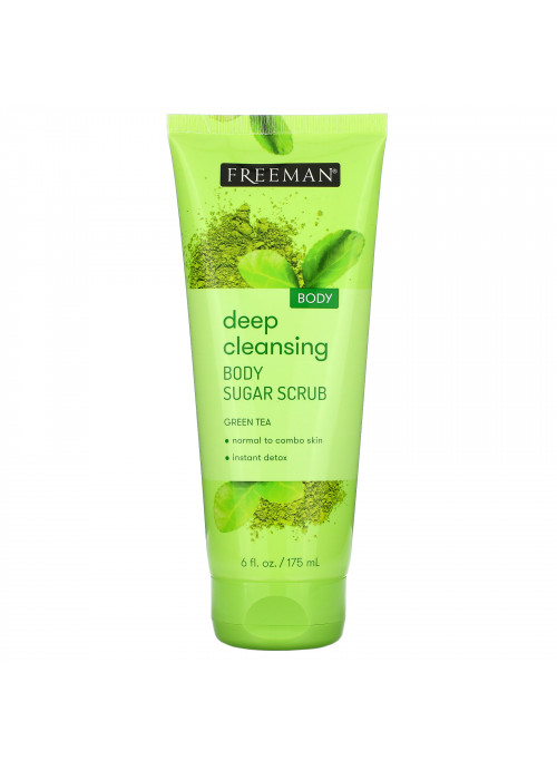 Freeman Beauty, Deep Cleansing Body Sugar Scrub, Green Tea, 6 fl oz (175 ml)