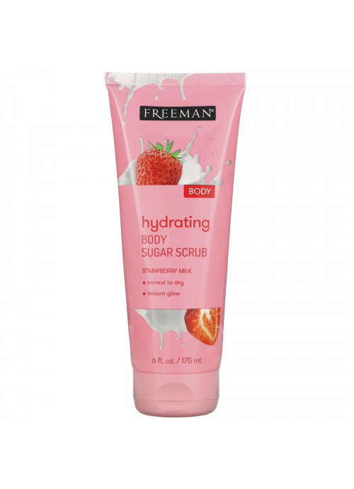 Freeman Beauty, Hydrating Body Sugar Scrub, Strawberry Milk, 6 fl oz (175 ml)