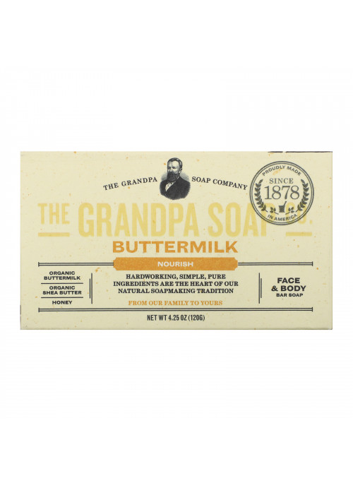 Grandpa's, Face & Body Bar Soap, Nourish, Buttermilk, 4.25 oz (120 g)