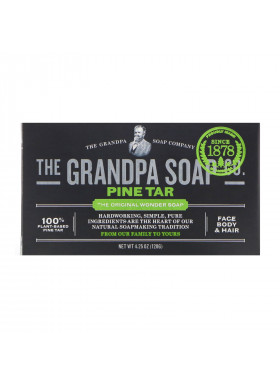 Grandpa's, Face Body & Hair Bar Soap, Pine Tar, 4.25 oz (120 g)