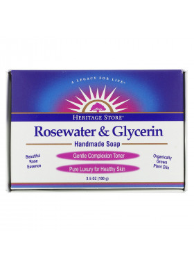 Heritage Store, Rosewater & Glycerin, Handmade Soap, 3.5 oz (100 g)