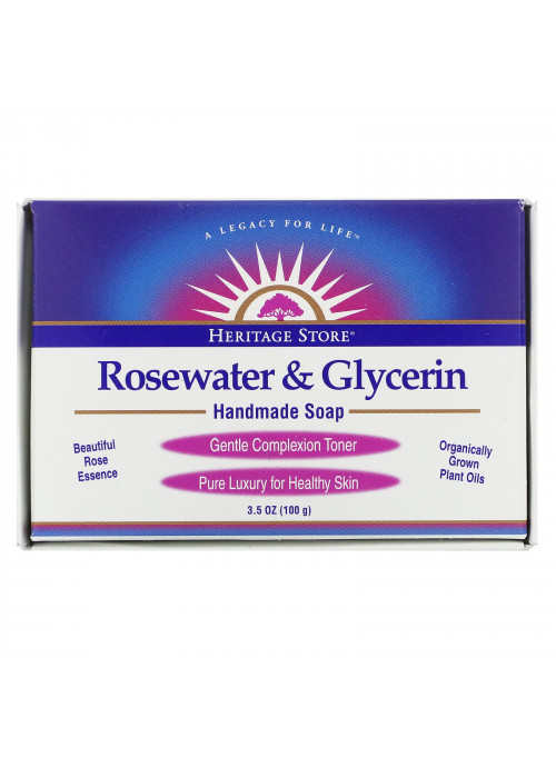 Heritage Store, Rosewater & Glycerin, Handmade Soap, 3.5 oz (100 g)