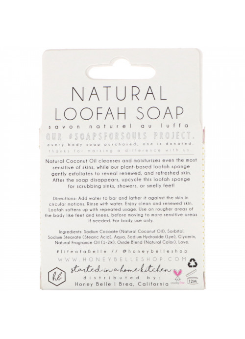 Honey Belle, Natural Loofah Soap, Rose, 5 oz (140 g)