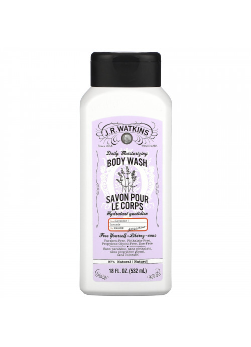 J R Watkins, Daily Moisturizing Body Wash, Lavender, 18 fl oz (532 ml)