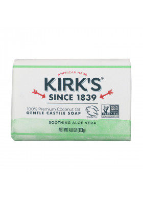 Kirk's, 100% Premium Coconut Oil, Gentle Castile Soap, Soothing Aloe Vera , 4 oz (113 g)