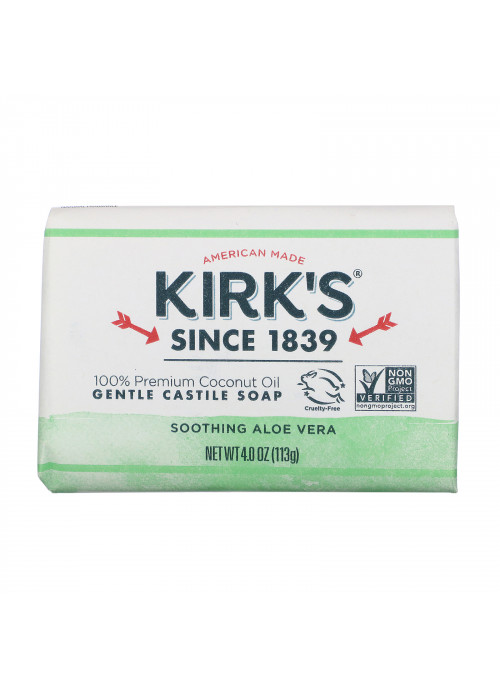 Kirk's, 100% Premium Coconut Oil, Gentle Castile Soap, Soothing Aloe Vera , 4 oz (113 g)