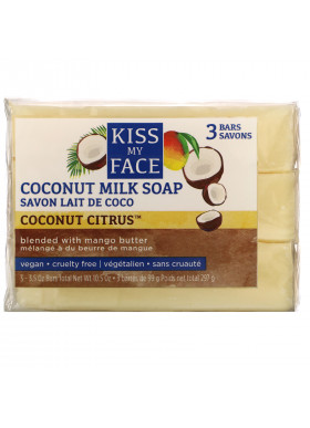 Kiss My Face, Coconut Milk Soap, Coconut Citrus, 3 Bars, 3.5 oz (99 g) Each