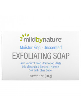 Mild By Nature, Exfoliating Bar Soap, with Marula & Tamanu Oils plus Shea Butter, Unscented, 5 oz (141 g)