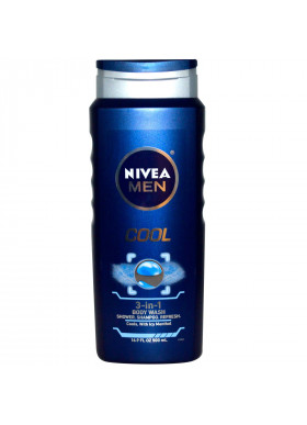 Nivea, Men 3-in-1 Body Wash, Cool, 16.9 fl oz (500 ml)