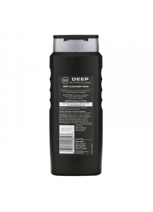 Nivea, Men, Deep Clean Body Wash, Deep Active Clean, 16.9 fl oz (500 ml)