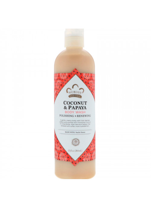 Nubian Heritage, Body Wash, Coconut & Papaya, 13 fl oz (384 ml)