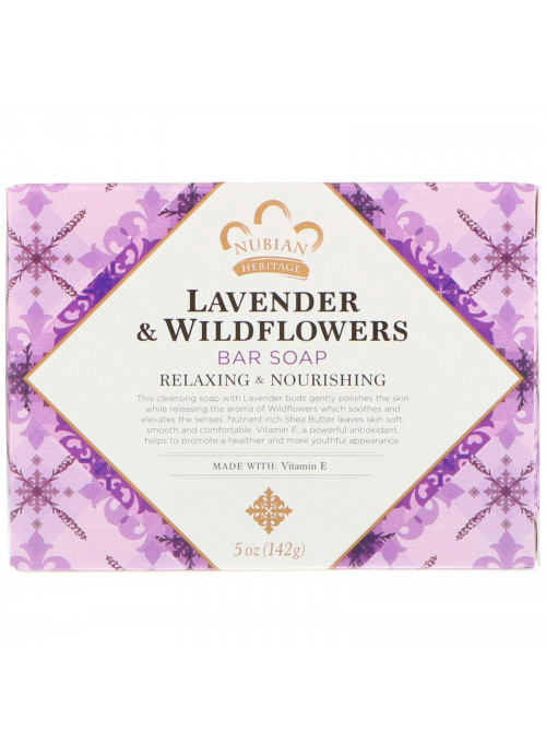 Nubian Heritage, Lavender & Wildflowers Bar Soap, 5 oz (142 g)