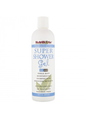 NutriBiotic, Super Shower Gel, Non-Soap, Fragrance Free, 12 fl oz (355 ml)