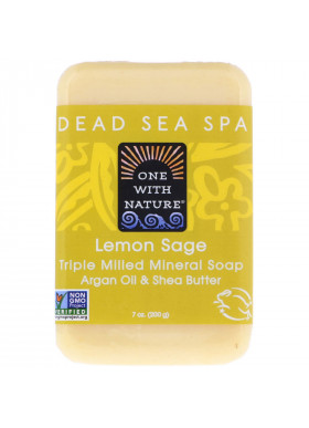 One with Nature, Triple Milled Mineral Soap Bar, Lemon Sage, 7 oz (200 g)
