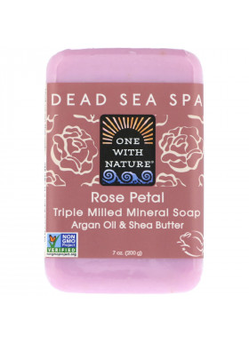 One with Nature, Triple Milled Mineral Soap Bar, Rose Petal, 7 oz (200 g)