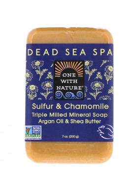 One with Nature, Triple Milled Mineral Soap Bar, Sulfur & Chamomile, 7 oz (200 g)