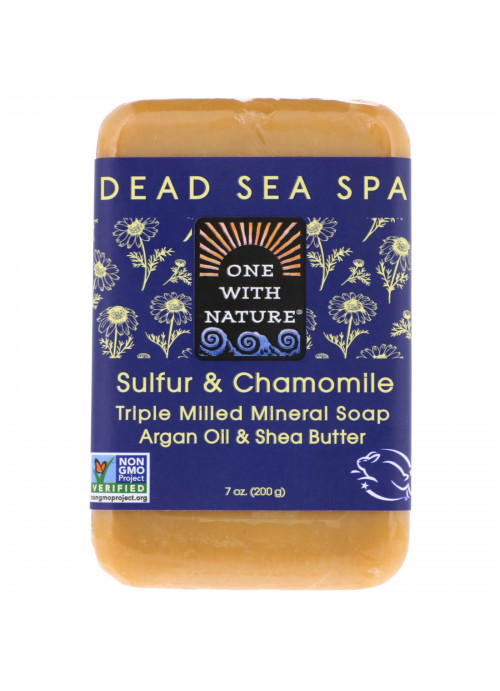 One with Nature, Triple Milled Mineral Soap Bar, Sulfur & Chamomile, 7 oz (200 g)