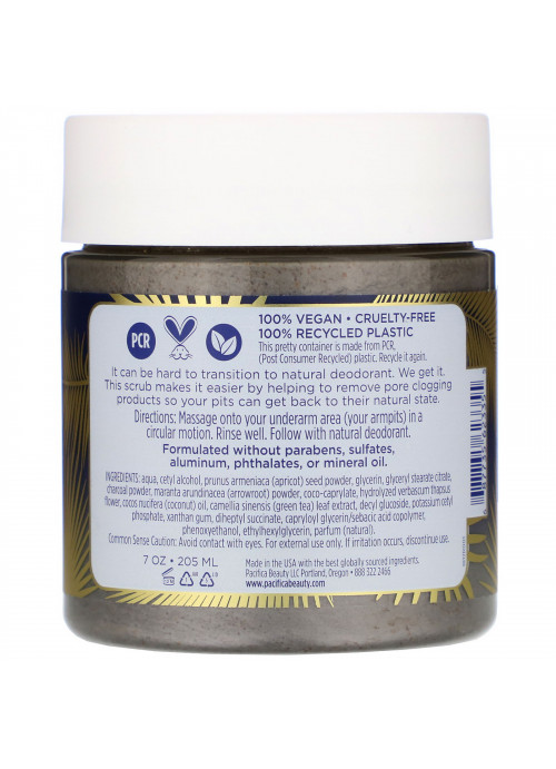 Pacifica, Coconut & Charcoal, Underarm Detox Scrub, 7 oz (205 ml)