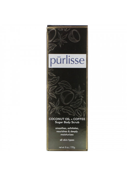 Purlisse, Coconut Oil + Coffee, Sugar Body Scrub, 6 oz (170 g)