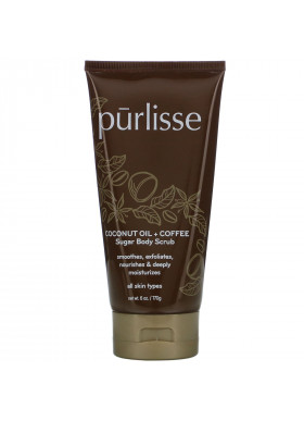 Purlisse, Coconut Oil + Coffee, Sugar Body Scrub, 6 oz (170 g)