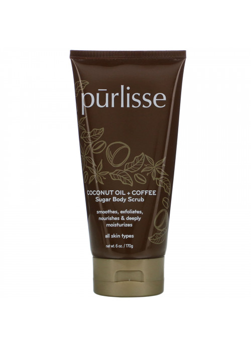 Purlisse, Coconut Oil + Coffee, Sugar Body Scrub, 6 oz (170 g)