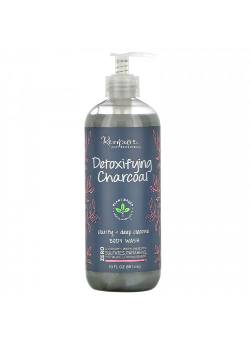 Renpure, Detoxifying Charcoal, Clarifying + Deep Cleanse Body Wash, 19 fl oz (561 ml)