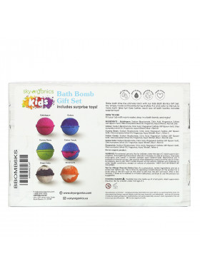 Sky Organics, Kids Bath Bomb Gift Set, 6 Bath Fizzies