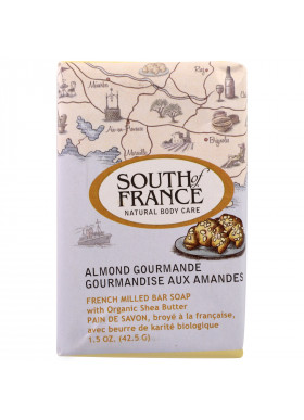 South of France, French Milled Bar Soap with Organic Shea Butter, Almond Gourmande, 1.5 oz (42.5 g)