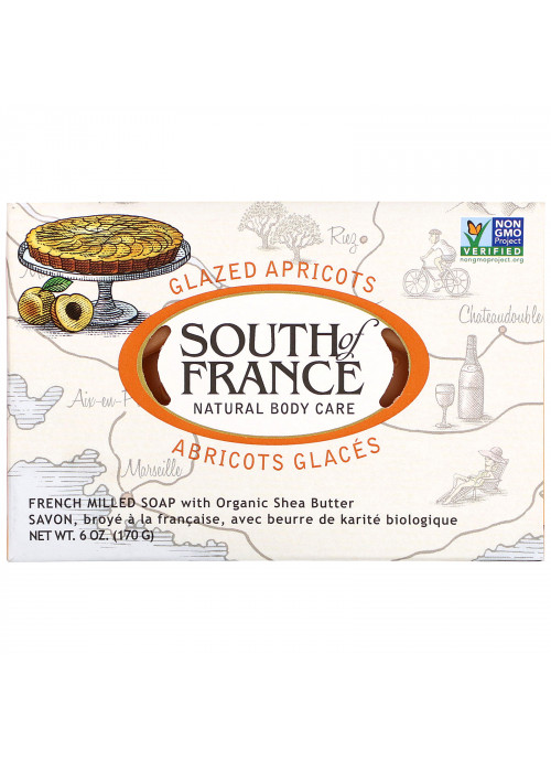 South of France, French Milled Bar Soap with Organic Shea Butter, Glazed Apricots, 6 oz (170 g)
