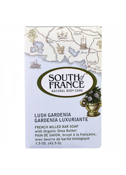 South of France, French Milled Bar Soap with Organic Shea Butter, Lush Gardenia, 1.5 oz (42.5 g)