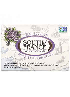 South of France, French Milled Bar Soap with Organic Shea Butter, Violet Bouquet, 6 oz (170 g)