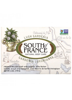 South of France, Lush Gardenia, French Milled Soap with Organic Shea Butter, 6 oz (170 g)