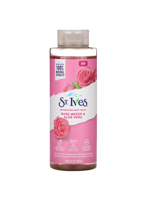 St. Ives, Refreshing Body Wash, Rose Water & Aloe Vera, 16 fl oz (473 ml)