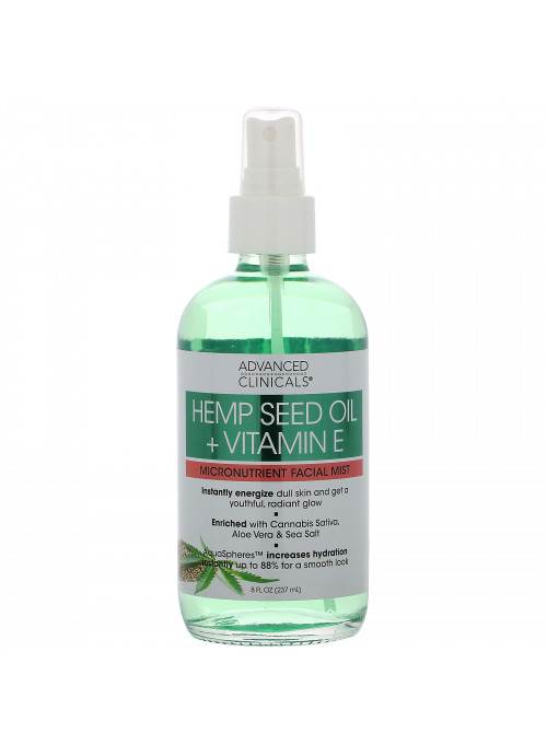 Advanced Clinicals, Hemp Seed Oil + Vitamin E,  Micronutrient Facial Mist, 8 fl oz (237 ml)
