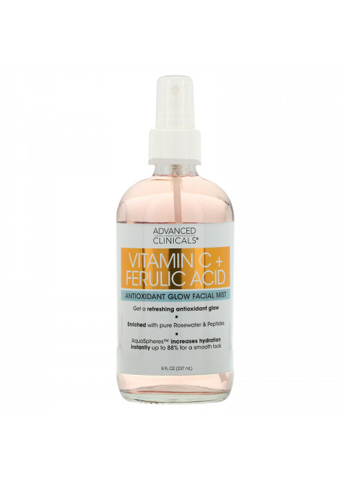 Advanced Clinicals, Vitamin C + Ferulic Acid, Antioxidant Glow Facial Mist, 8 fl oz (237 ml)