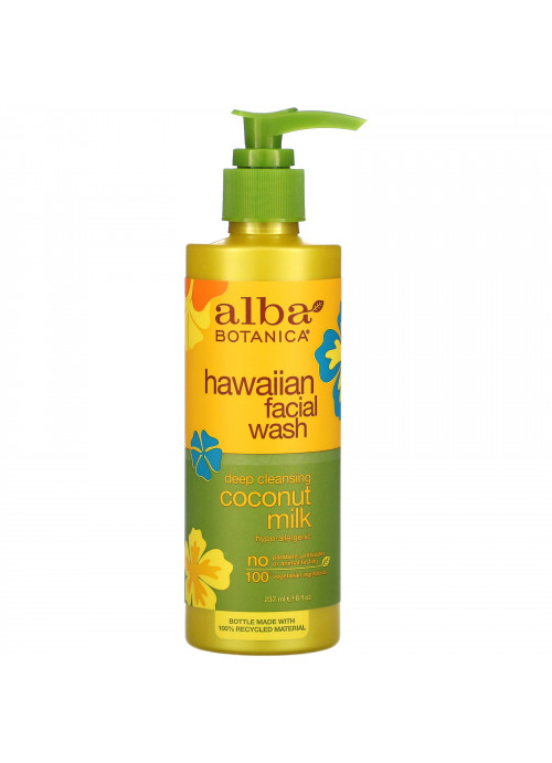 Alba Botanica, Hawaiian Facial Wash, Deep Cleansing Coconut Milk, 8 fl oz (237 ml)