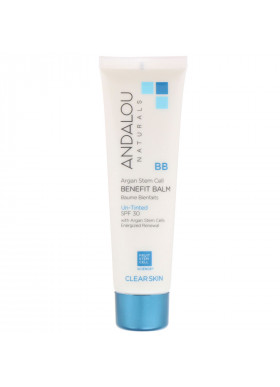 Andalou Naturals, BB Argan Stem Cell Benefit Balm, Clear Skin, SPF 30, Un-Tinted, 2 fl oz (58 ml)